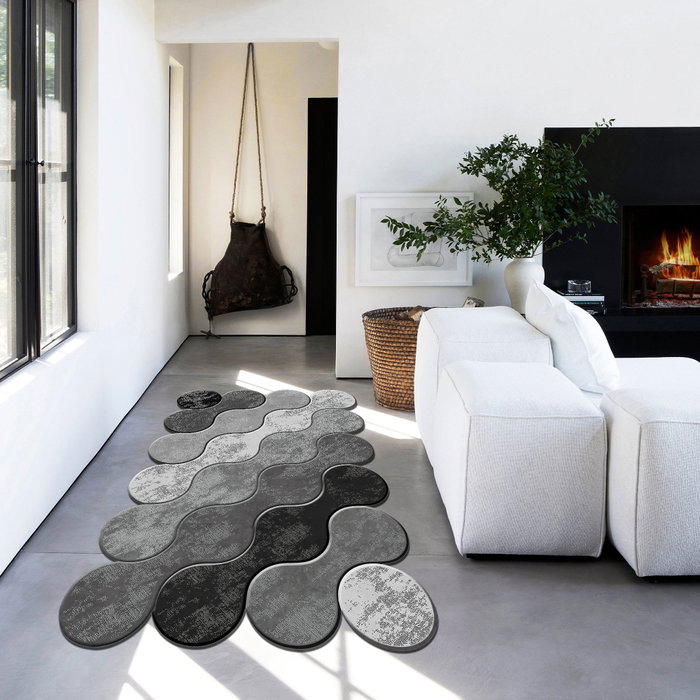 Conceptum Wookece292 Alfombra 100 x 150 cm Blanco, Gris, Negro